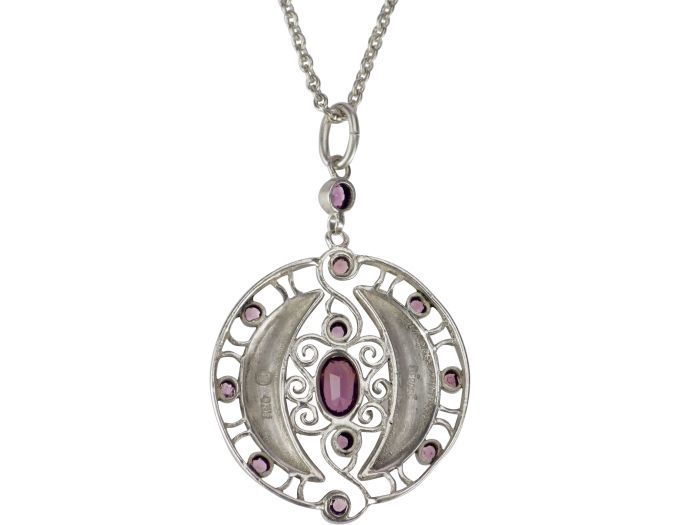 Jugendstil 935 Silber Depose Theodor Fahrner Amethyst Anhänger mit Kette!