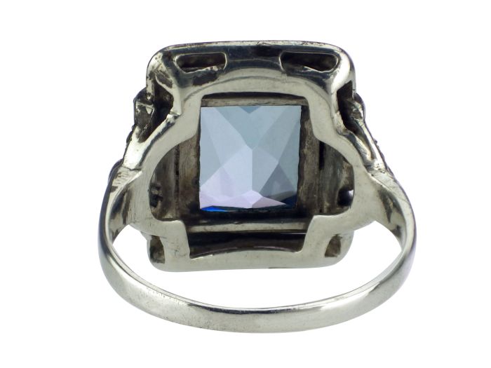 Art Deco 925 Silber Original Fahrner blauer Spinell & Markasiten Damen Ring!