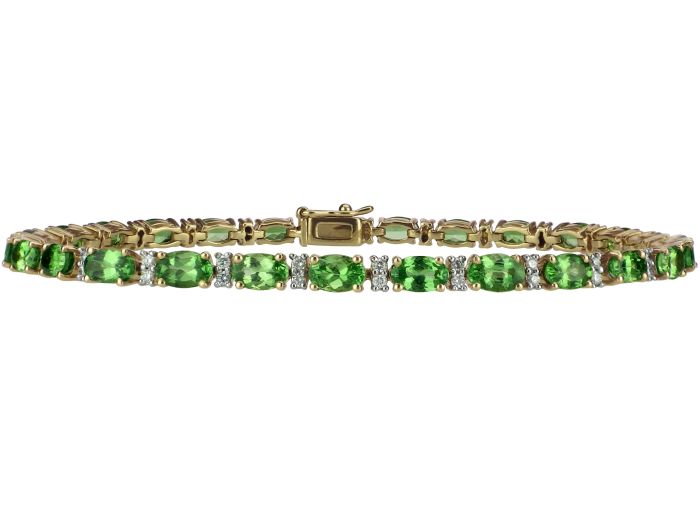 Juwelierarbeit 750 Gold 6,7 ct grüner Turmalin 0,45 ct Diamant Tennis Armband!