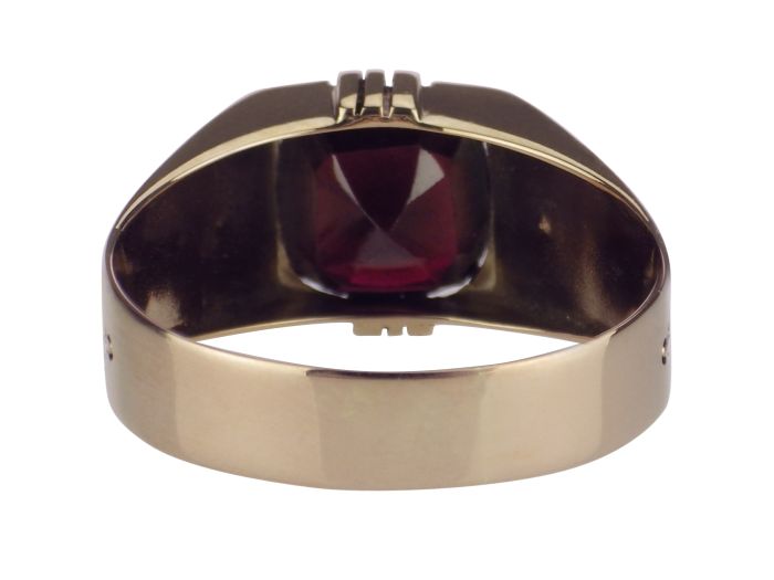 Art Deco 333 Roségold Gold Böhmischer Granat Saatperle handgraviert Ring! 