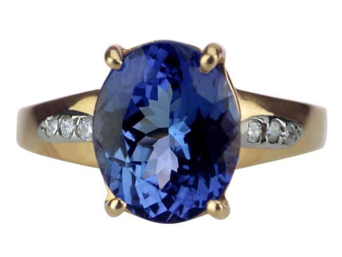 Harry Ivens 585 Gold 4,3 ct AAA Tansanit 0,12 ct Diamant Designer Ring!
