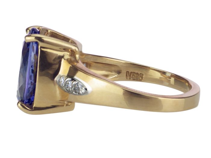 Harry Ivens 585 Gold 4,3 ct AAA Tansanit 0,12 ct Diamant Designer Ring!