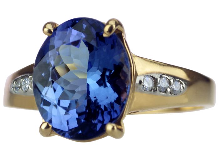 Harry Ivens 585 Gold 4,3 ct AAA Tansanit 0,12 ct Diamant Designer Ring!