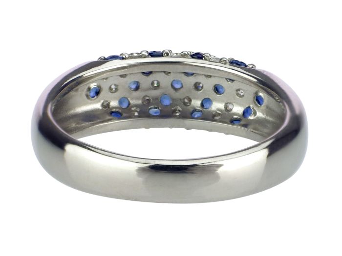585 Weiß Gold 1,05 ct Saphir 0,45 ct Brillant Pavé Band Damen Ring! 