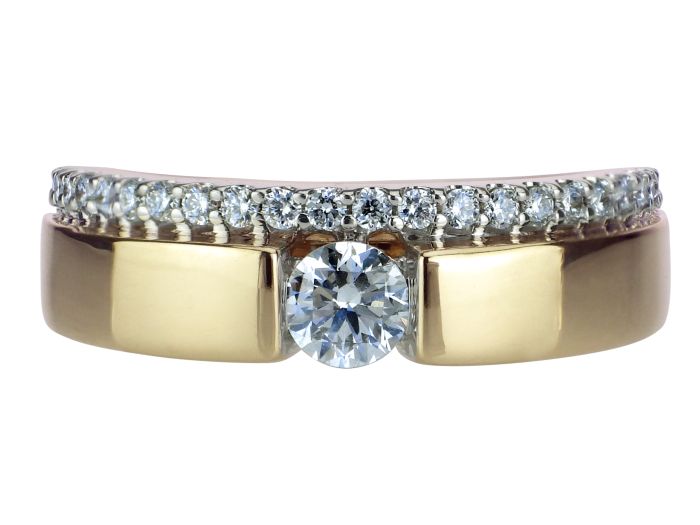 Solitär 14 K 585 Gold 0,32 ct Brillant Diamant Design Damenring Ring!