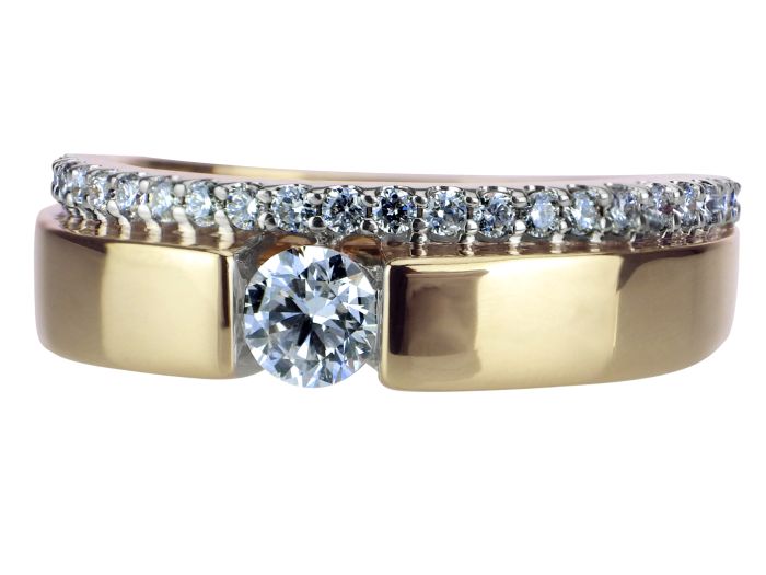 Solitär 14 K 585 Gold 0,32 ct Brillant Diamant Design Damenring Ring!