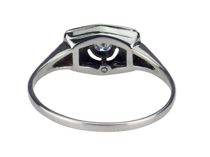 Art Déco 585 Weißgold Gold 0,16 ct Altschliff Diamant um 1930 Damen Ring!
