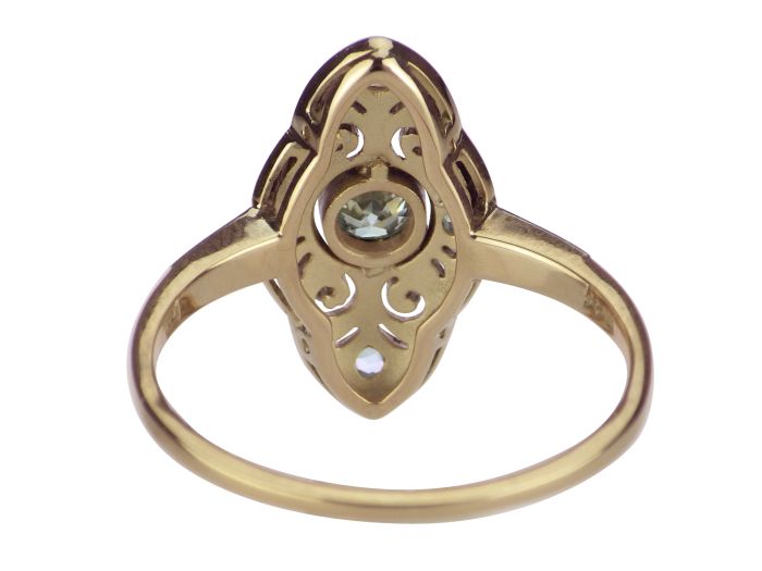 Jugendstil Schiffchenring 585er Gold 950er Platin 0,20 ct Diamant

!