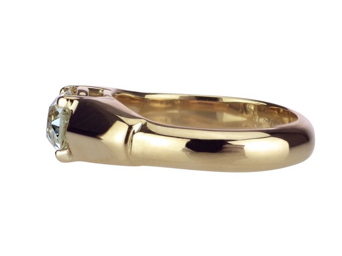 Antiker 18 K 750 Gelb Gold 0,85 ct Diamant Altschliff Solitär Damen Ring um 1920