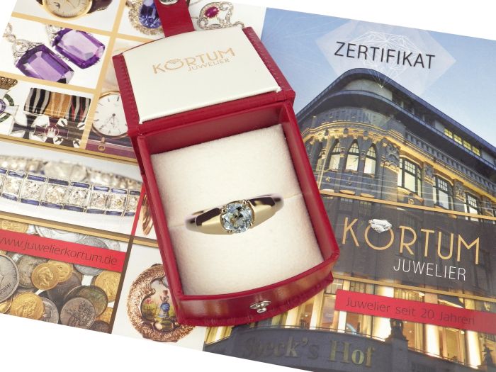 Antiker 18 K 750 Gelb Gold 0,85 ct Diamant Altschliff Solitär Damen Ring um 1920