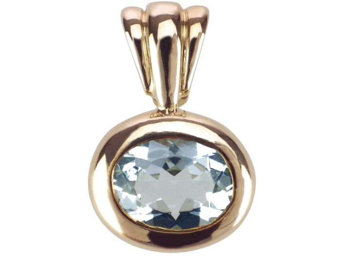 Goldschmiedearbeit 585 Gelb Gold 1,0 ct Santa Maria Aquamarin Anhänger Clip!