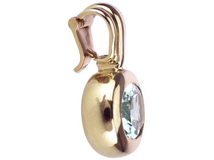Goldschmiedearbeit 585 Gelb Gold 1,0 ct Santa Maria Aquamarin Anhänger Clip!