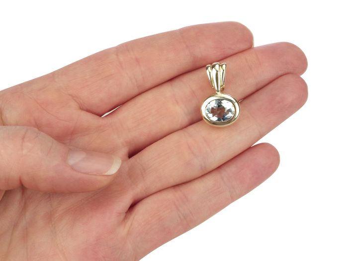 Goldschmiedearbeit 585 Gelb Gold 1,0 ct Santa Maria Aquamarin Anhänger Clip!