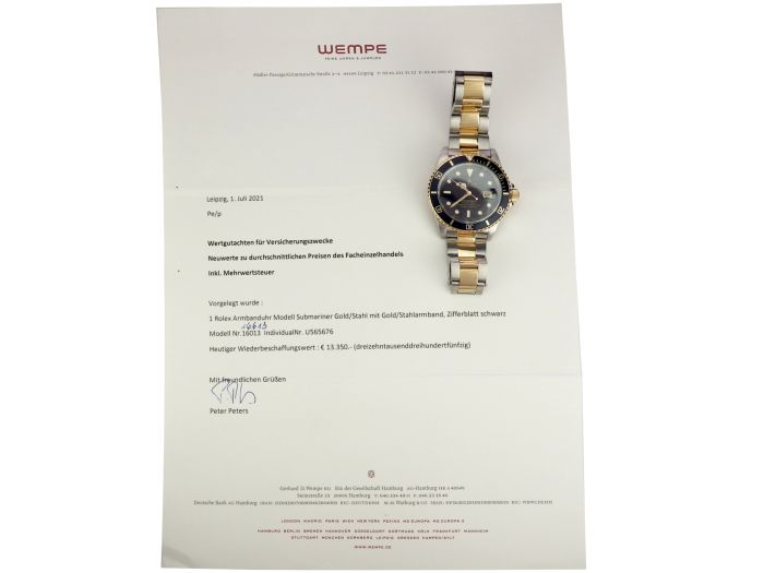 Rolex Submariner Date Ref. 16613 Stahl 750 Gelb Gold Armbanduhr!