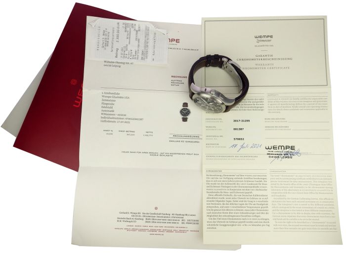 Wempe Zeitmeister Flieger Chronograph XL 45 mm Automatik WM600005 Full Set 2021
