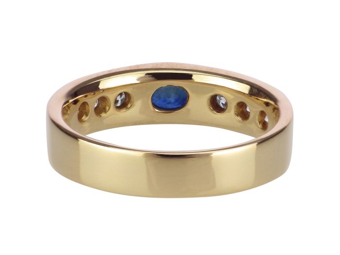 Emil Hasenfratz 750 Gelb Gold 0,36 ct Saphir 0,43 ct Brillant Vintage Band Ring 