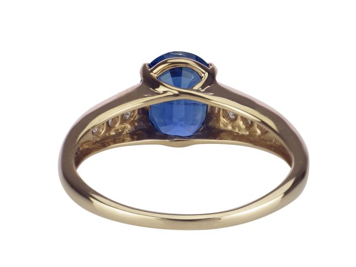 Vintage 585 Gelb Gold 2,00 ct Saphir 0,18 ct Diamant Damen Ring!