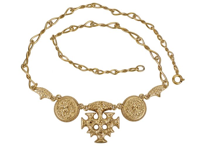 Hiddensee C. Stabenow Stralsund 800 Silber vergoldet Collier Wikingerschmuck!