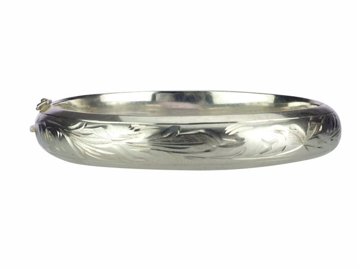 Art Deco Hans Przyrembel Leipzig Armreif 835er Silber florale Gravuren um 1930

