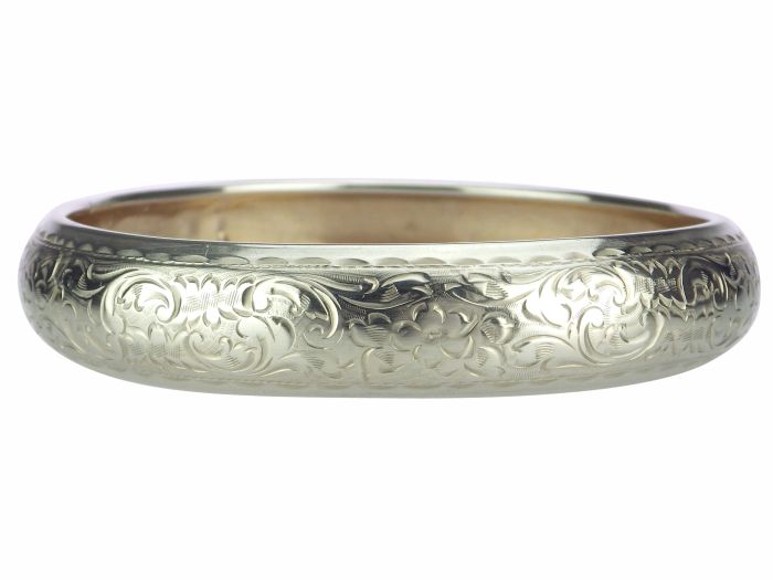Art Deco Armreif 800er Silber florale Gravuren Tschechoslowakei um 1930!