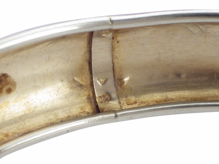 Art Deco Armreif 800er Silber florale Gravuren Tschechoslowakei um 1930!