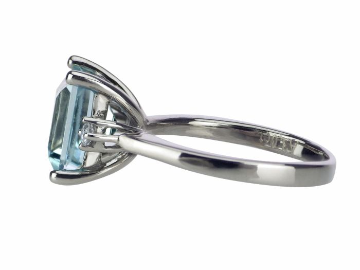 14 K 585 Weißgold Gold 3,0 ct Santa Maria Aquamarin 0,06 ct Diamant Ring!