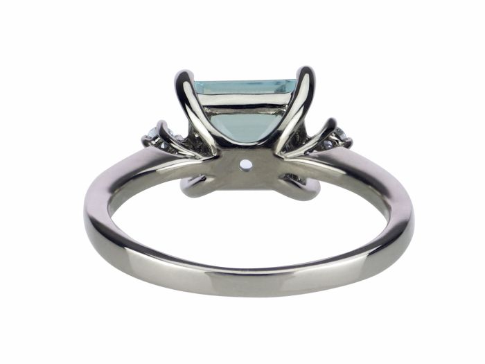 14 K 585 Weißgold Gold 3,0 ct Santa Maria Aquamarin 0,06 ct Diamant Ring!