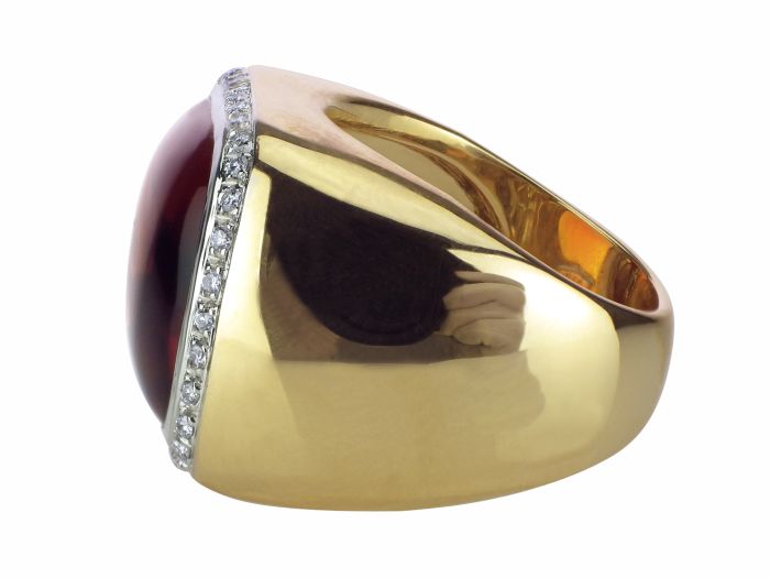 Vintage 18 K 750 Gelb Gold 10 ct Madeira Citrin 0,40 ct Diamant Cocktail Ring!