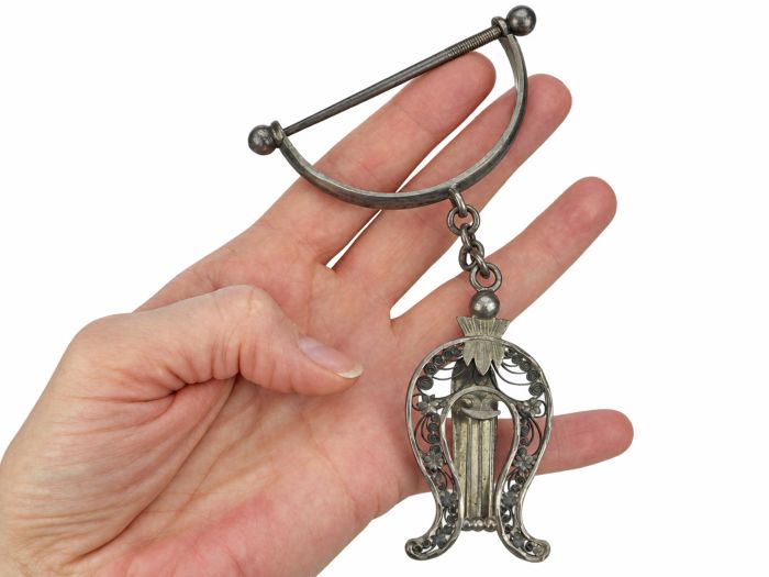  Porte jupe 800er Silber antiker Biedermeier Rockheber um 1840 Filigranarbeit!